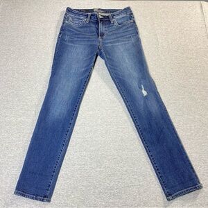 KUT from the Kloth Jeans Women 2 Blue Katy Boyfriend Distressed Mid Rise Stretch